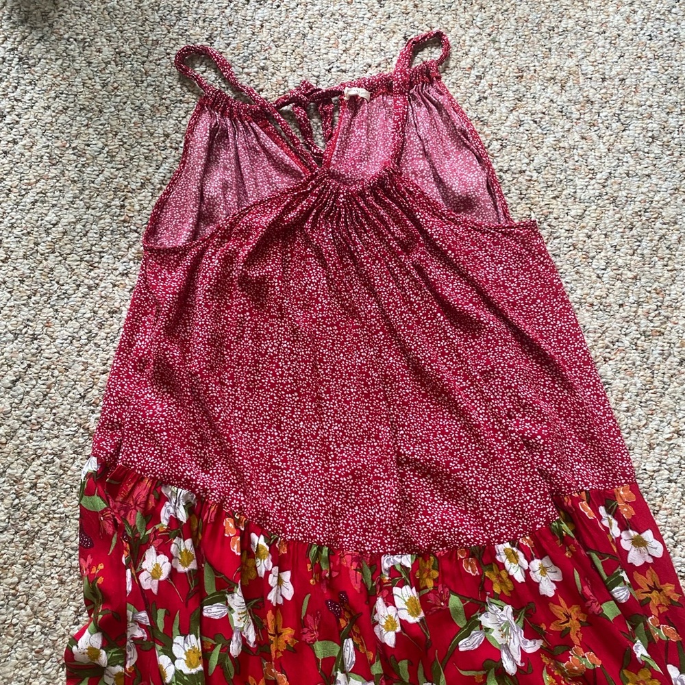 Easel Floral Red Maxi Dress BOHO FLOWY COMFY - Picture 4 of 8